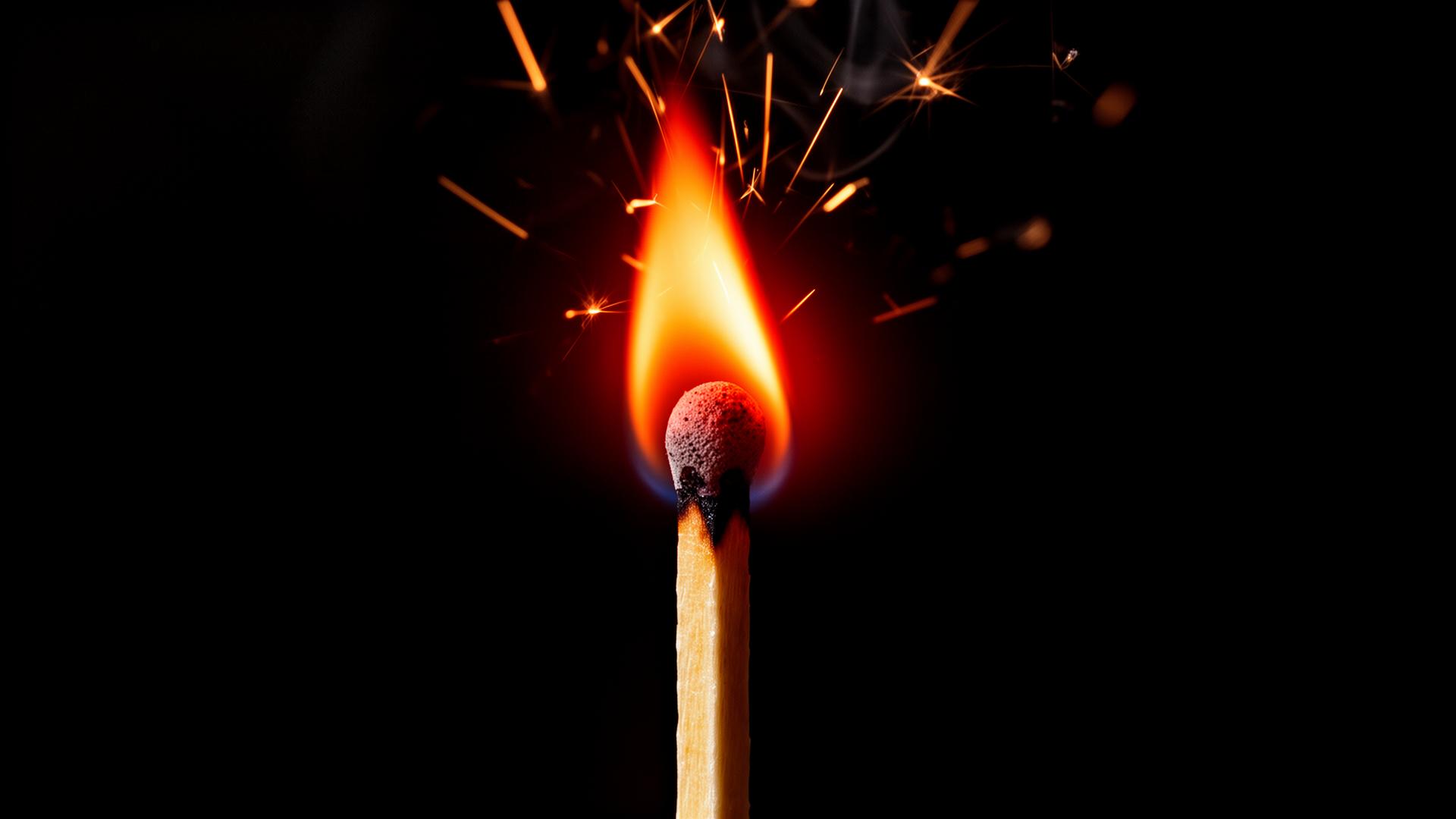 A burning matchstick — the spark of the Match Media brand