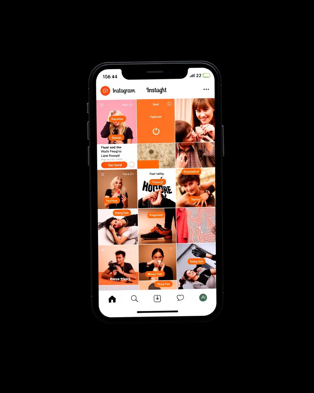 Phone showing a vibrant social media feed